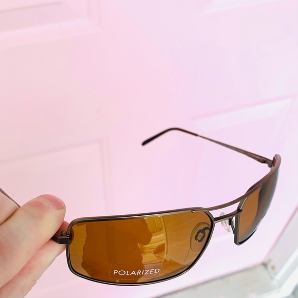 Charmant Polarized Brown Tinted Lenses Double Bridge Titanium Frame Sunglasses - Picture 12 of 15